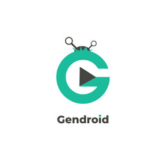 Wall Mural - Gendroid - Utilizes a letter G vector logo design template, featuring media player and video player icons.