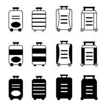 Suitcase Icon Illustration Collection. Black And White Design Icon For Business. Stock Vector.