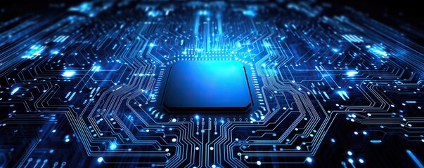 hi-tech digital background in blue color.Generative AI
