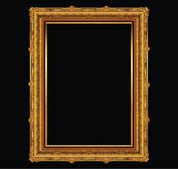 Poster - Gold frame with corner Thailand line floral for picture, Vector design frame border.