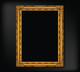 Poster - Gold frame with corner Thailand line floral for picture, Vector design frame border.