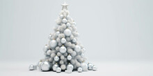 Whimsical And Beautiful Christmas Tree With Decor In White And Silver Tones.
