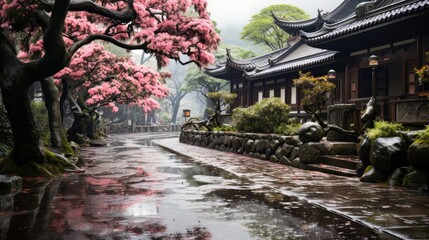 Sticker - japanese garden in autumn