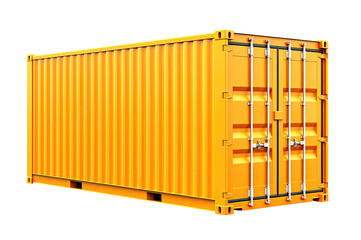 Yellow cargo container isolated on transparent background