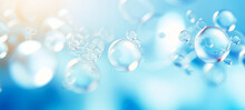 Abstract Background Bubbles In Blue Water Floating Bubble Bokeh.