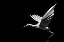 Black And White Photo Capturing Graceful Flight Of Crane. Perfect For Nature Enthusiasts And Bird Lovers.