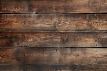 Wall Mural - Medieval teak wood boards arranged horizontally with nails in the wood, surface material texture