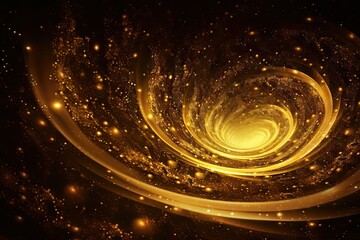 Canvas Print - cosmic elegance. shining nebula of light and color. golden swirls of universe. capturing cosmic beau