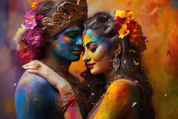 Lord Krishna and radha symbol of love. lord in hinduism.