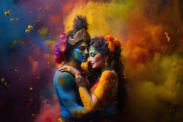 Lord Krishna and radha symbol of love. lord in hinduism.