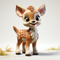 Wall Mural - 3d cartoon cute deer