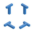 Isometric letter T. Template for creating logos.
