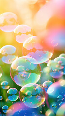 Wall Mural - Hotograph soap colorful bubble on blur summer background