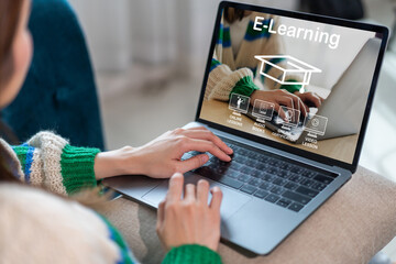 Wall Mural - human use laptop technology internet learning and study online class technology network, e-learning,