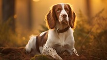 In The Evening, A Cute Welsh Springer Spaniel Dog Breed