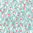 © Maxim - Christmas seamless pattern on a white background. Green pine twigs, red berries. Vector illustration. Natural design. Digital paper for congratulations on the upcoming season.