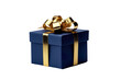 © JetHuynh - Dark Blue Christmas gift box, Dark Blue and gold gift box isolated PNG