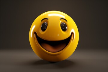 Grinning or smiling yellow emoji 3d style