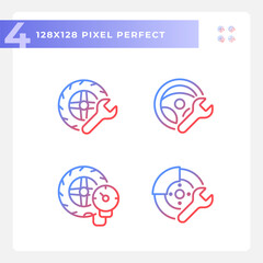 Poster - 2D pixel perfect icons collection representing car repair and service, gradient thin line illustration.