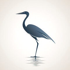 Wall Mural - Flat design illustration of a standing heron, generative AI.