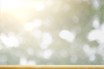 Poster - Wooden table with blurred light