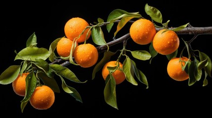 Wall Mural - Orange branch on a black background