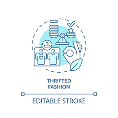 Sticker - 2D editable blue icon thrifted fashion concept, monochromatic isolated vector, sustainable fashion thin line illustration.