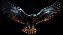 Eagle, Large Bird Of Prey On A Black Background, Art, Fantasy, Unusual Bright Predator
