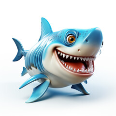 Wall Mural - 3d cartoon cute blue shark