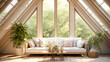 © shokokoart - Inneneinrichtung in einem modernem Haus mit grossen Fenstern. Generiert mit KI