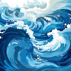 Abstract Design Creativity Background Blue Sea Waves Illustration 