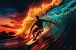 © jambulart - Surfer riding a big barrelling wave