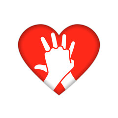 Wall Mural - cpr ands heart with inner glow icon. clipart image isolated on white background