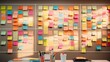 collection of colorful sticky notes arranged in an artful display ideal for marketing, stationery, and organization-related projects.