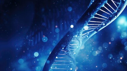 Wall Mural - illustration of dna glowing molecule, digital design for abstract medical background, science and te
