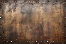 Rustic Metal Background With Rivets And Weathered Patina