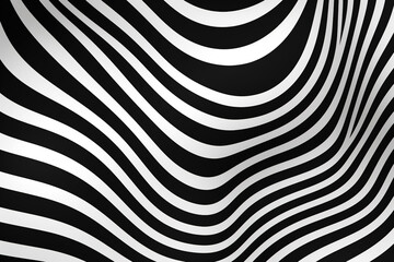 Wall Mural - Trippy flat lines, digital background, minimalist, black and white colors