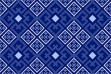  Indigo navy blue geometric traditional ethnic pattern Ikat seamless pattern border abstract design for fabric print cloth dress carpet curtains and sarong Aztec African Indian Indonesian
