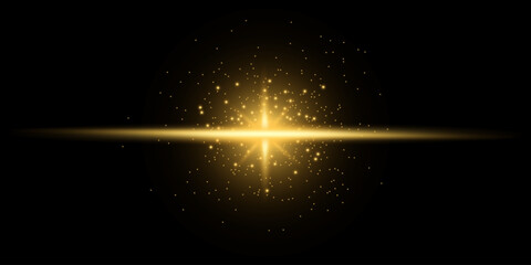 Wall Mural - glittering vector particles on black background. golden sparkling lights. christmas holiday glow par