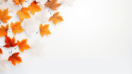 Wall Mural - maple leaves on a white background isolated frame of fallen leaves autumn blank
