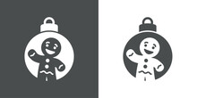 Tiempo De Navidad. Postre Navideño. Logo Con Silueta De Bola De Navidad Con Hombre De Pan De Jengibre Para Usar En Invitaciones Y Felicitaciones