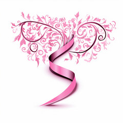 Sticker - Abstract Pink Ribbon on Clean White Background