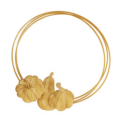 Wall Mural - Golden Pumpkin Wreath