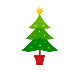 Wall Mural - Decorated Christmas tree icon. PNG illustration.