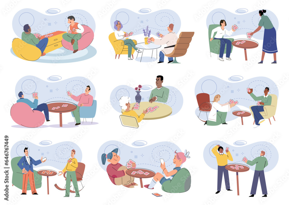 Game together. Family fun. Friendship time. Vector illustration. Family ...