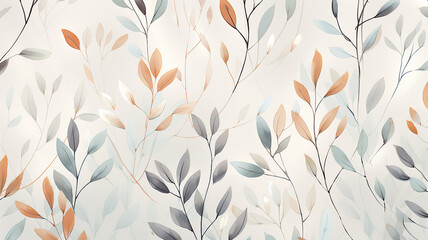 autumn leaves on a white background pattern soft pastel color