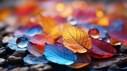 Wall Mural - autumn fallen leaf spectrum gradient unusual multicolored autumn abstract background fall