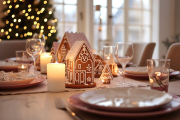 Wall Mural -  Christmas luxury table decoration with Christmas cookies