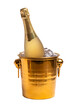 PNG, A bottle of champagne in a bucket of ice. Isolate 