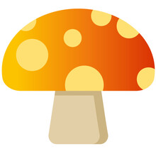 Autumn Mushroom Vector Illustration. Fall Season Mushroom Icon With Gradient Color. Fall Season Graphic Resource For Autumn Icon, Sign, Symbol Or Decoration. Orange Mushroom For Icon Autumn Harvest